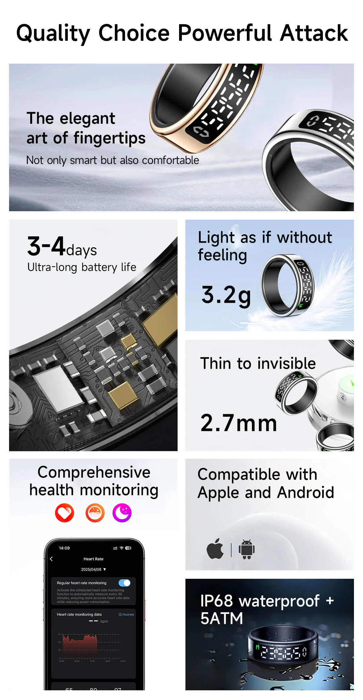 Waterproof Health Smart Ring Advantage Waterproof Health Smart Ring Advantage