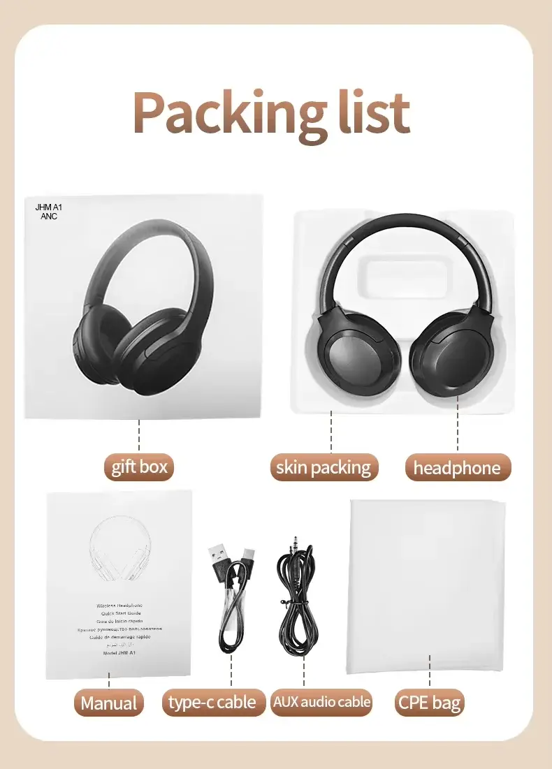 Foldable Gaming Headset packing list