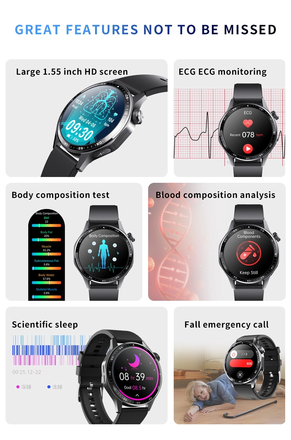 ECG Spo2 Smartwatch function