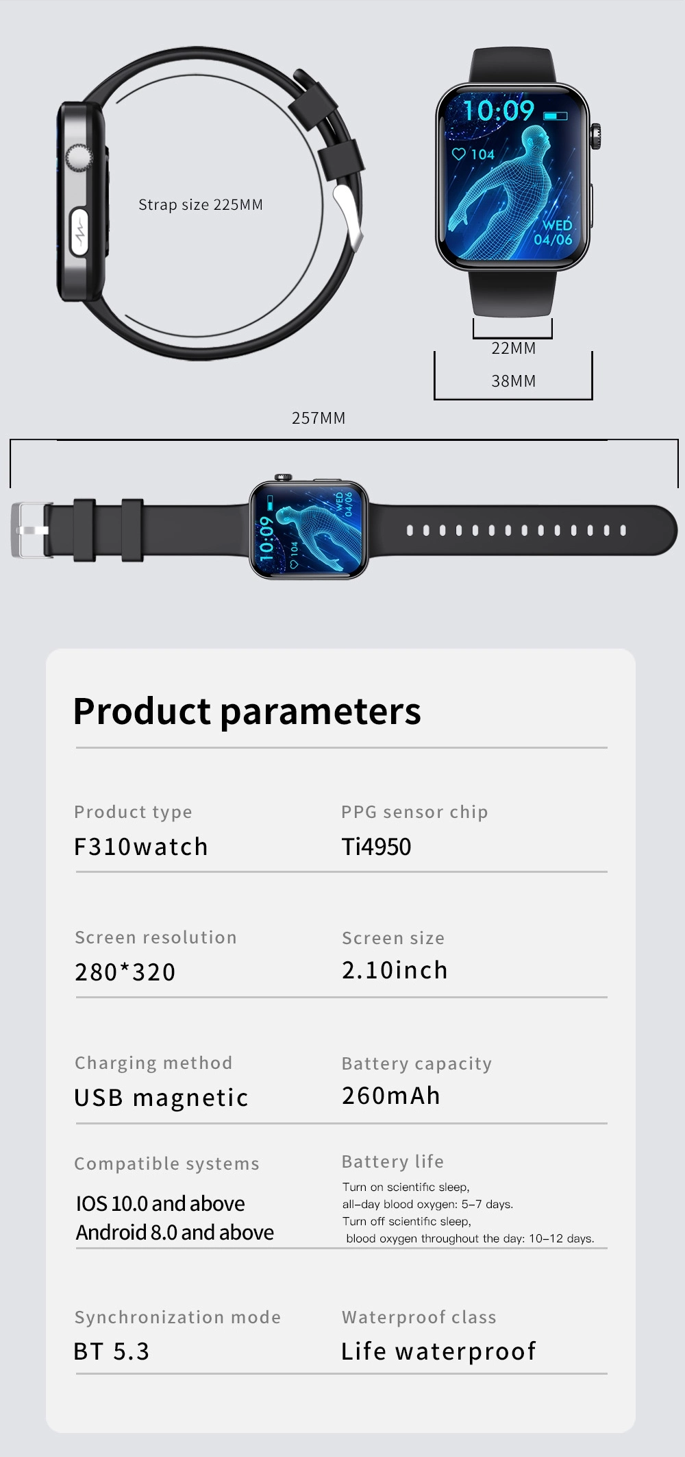 ECG Sport Watch size