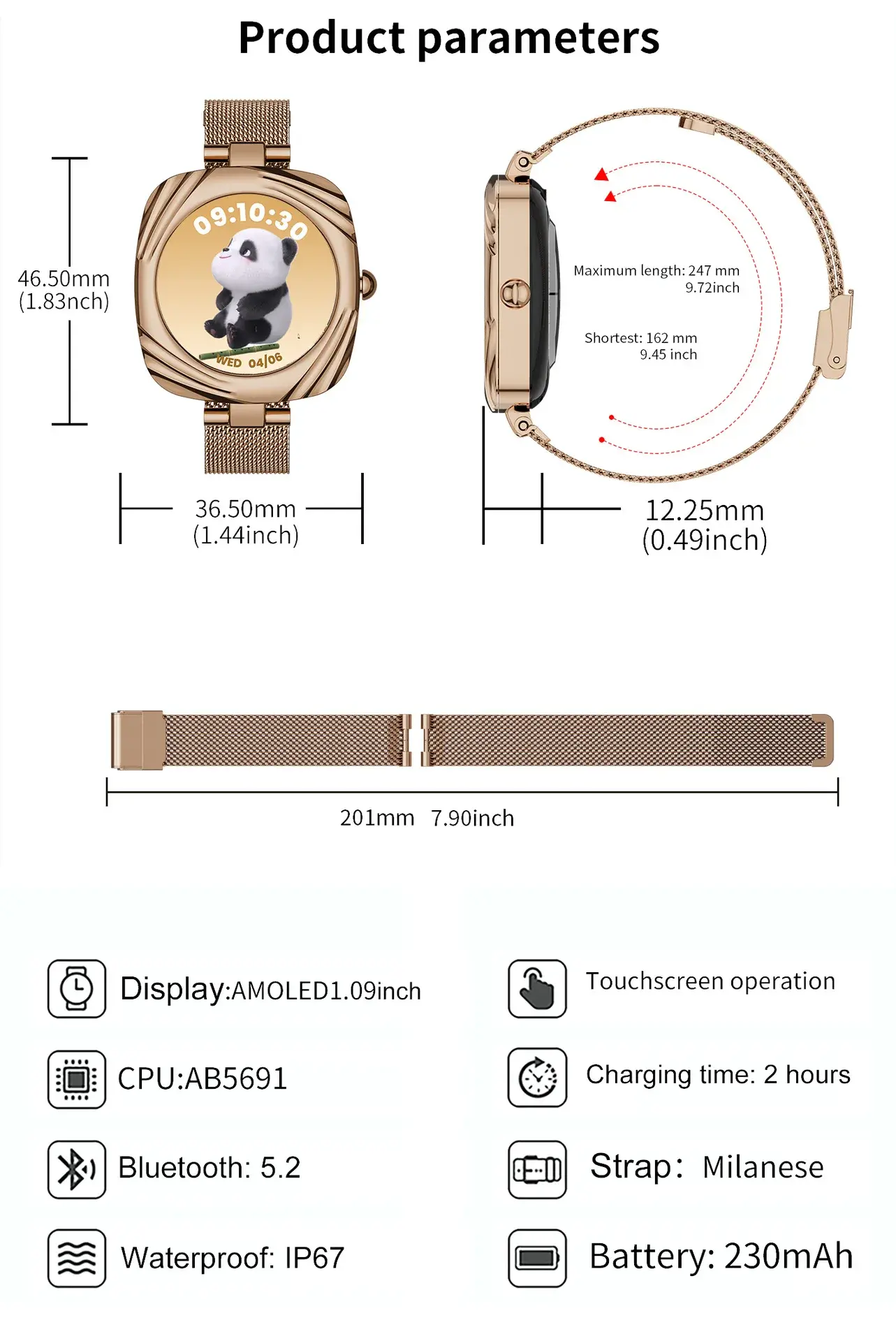 AMOLED Fitness Watch size AMOLED Fitness Watch size