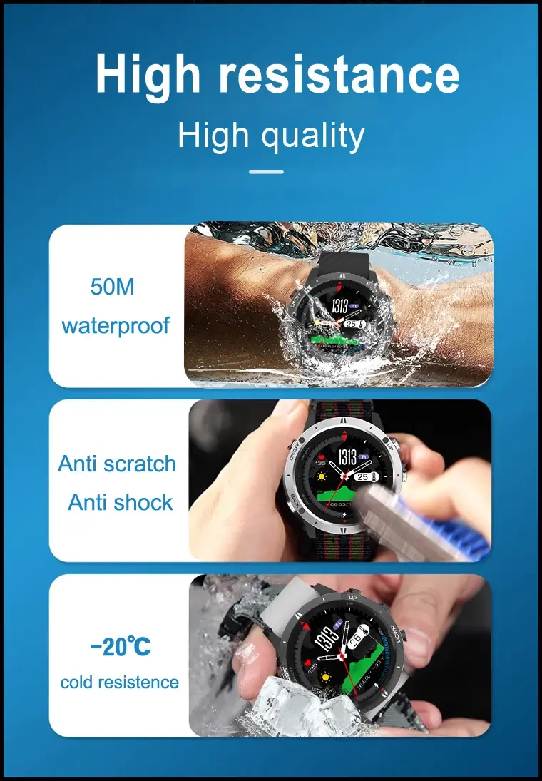 Rugged GPS Compass Smartwatch performance