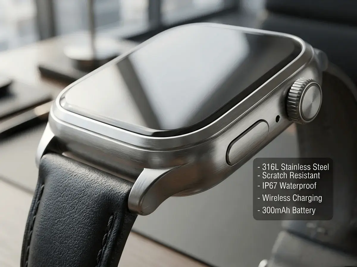 Stainless steel smartwatch with premium metal craftsmanship