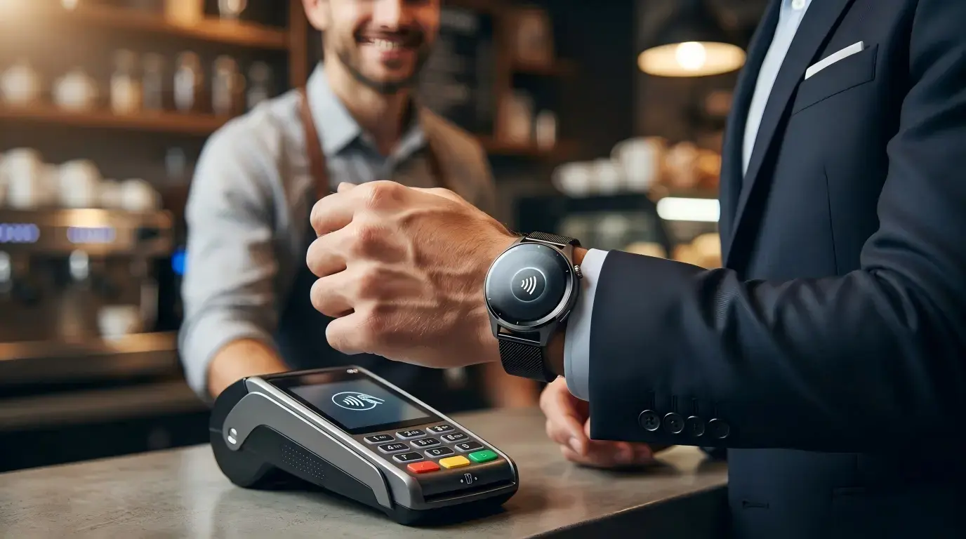 NFC smartwatch in office meeting