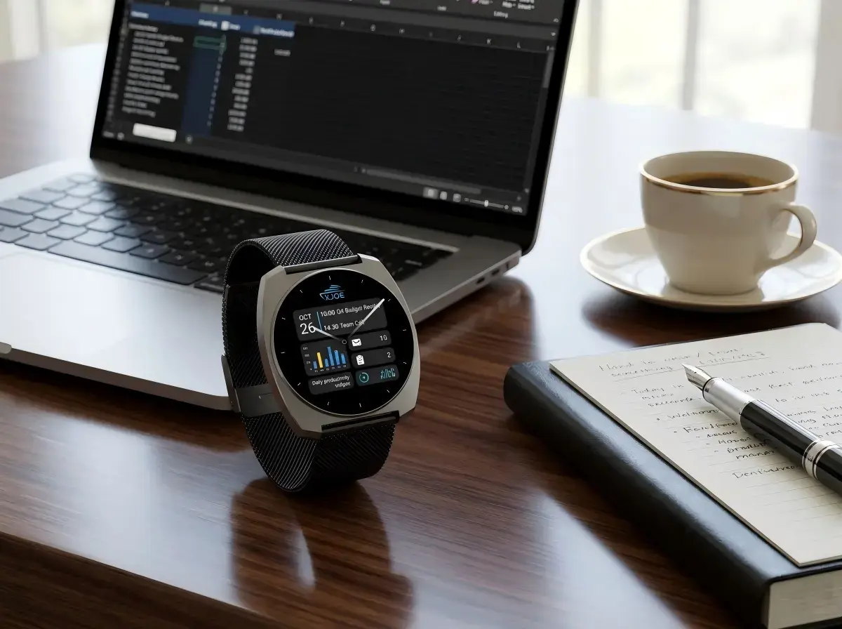 Business smartwatch on executive desk