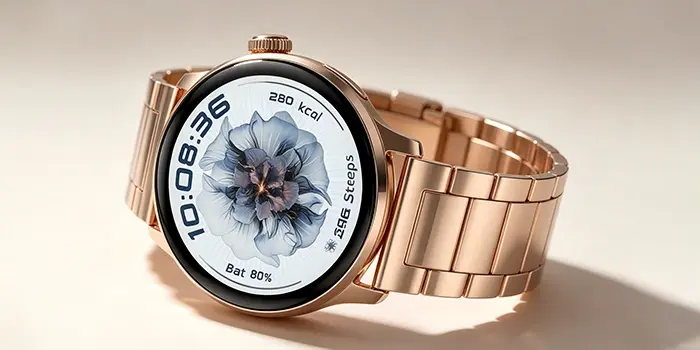 Steel case smartwatch with stainless steel body and rugged design for business use