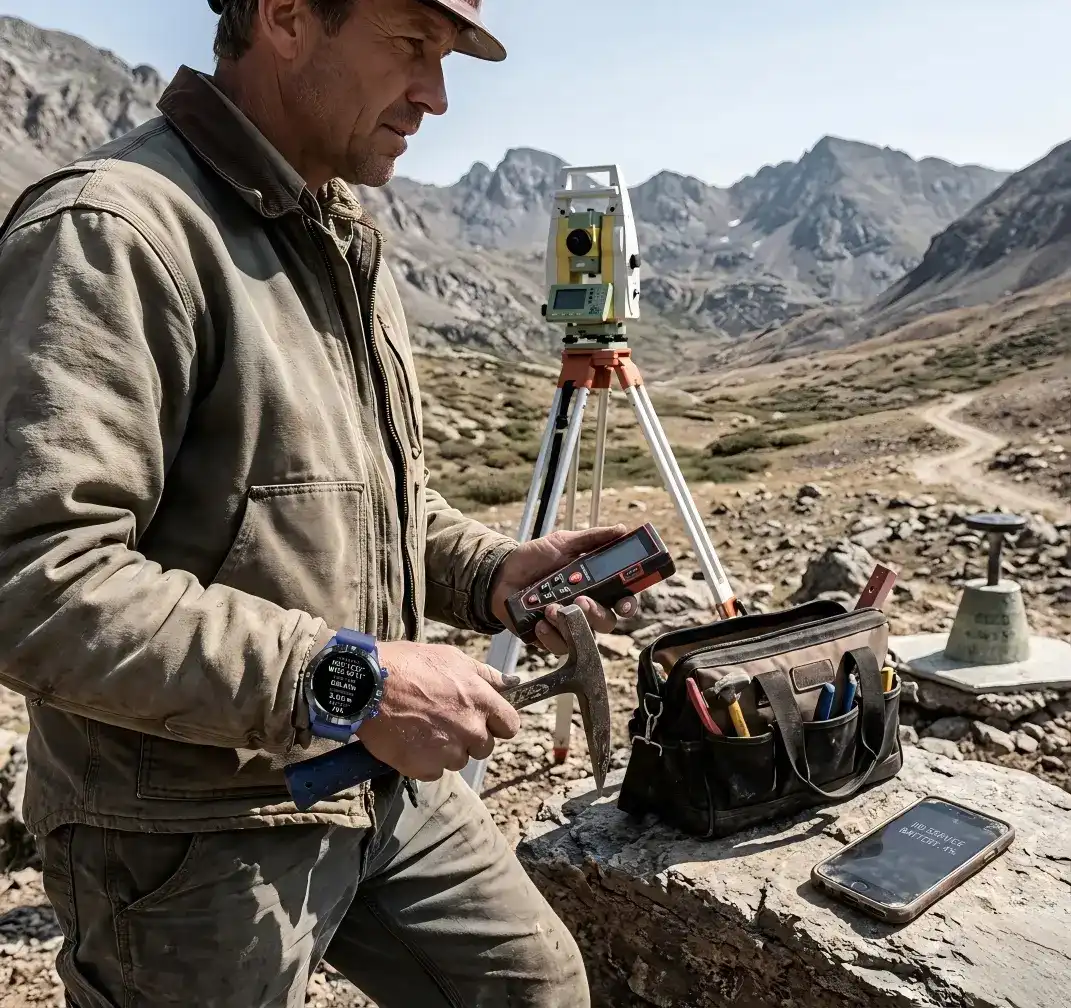 GPS outdoor smartwatch helping with remote work and waypoint tracking