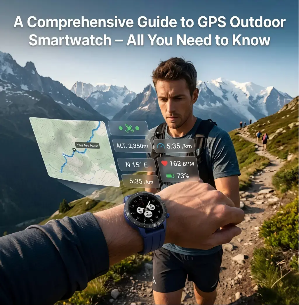 Runner checking route guidance on smartwatch.