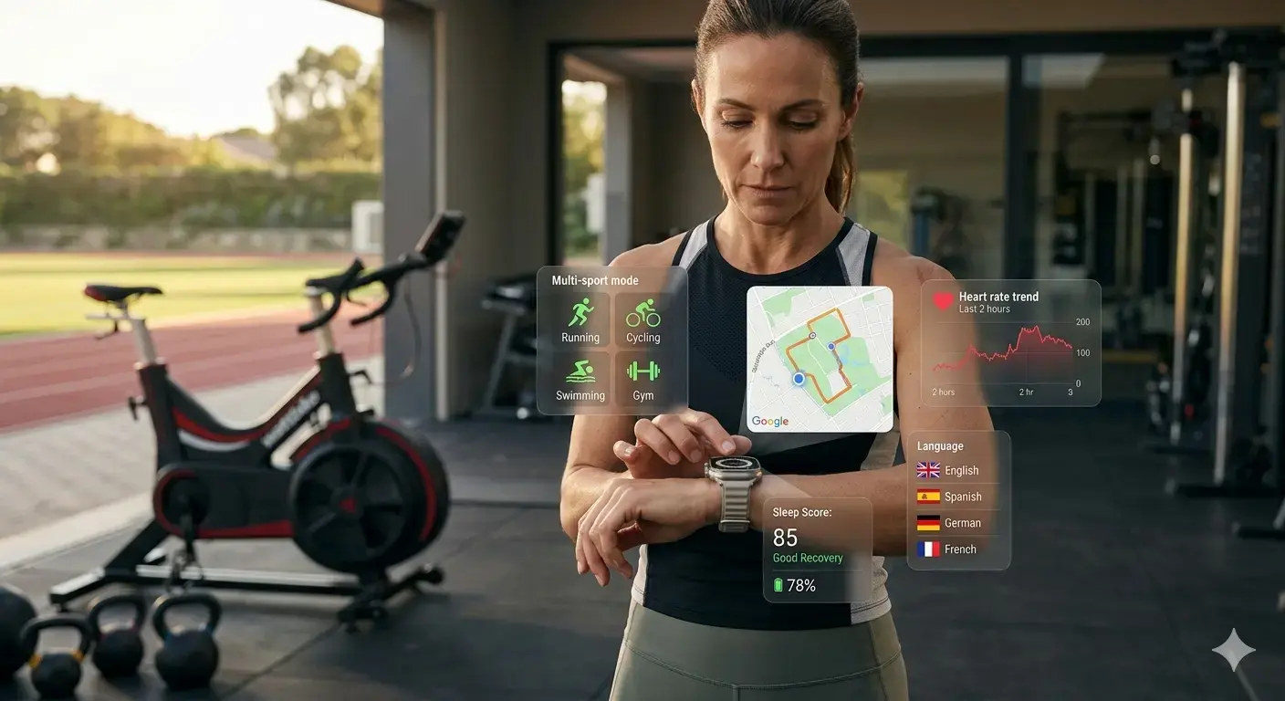 Coach reviewing multi-sport smartwatch data.