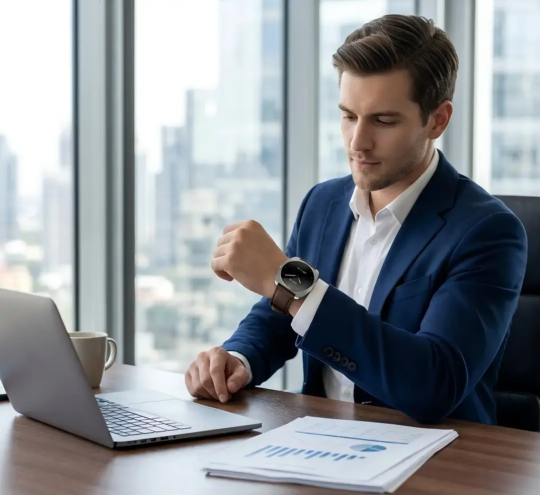 smartwatch meeting agenda and email notifications in office