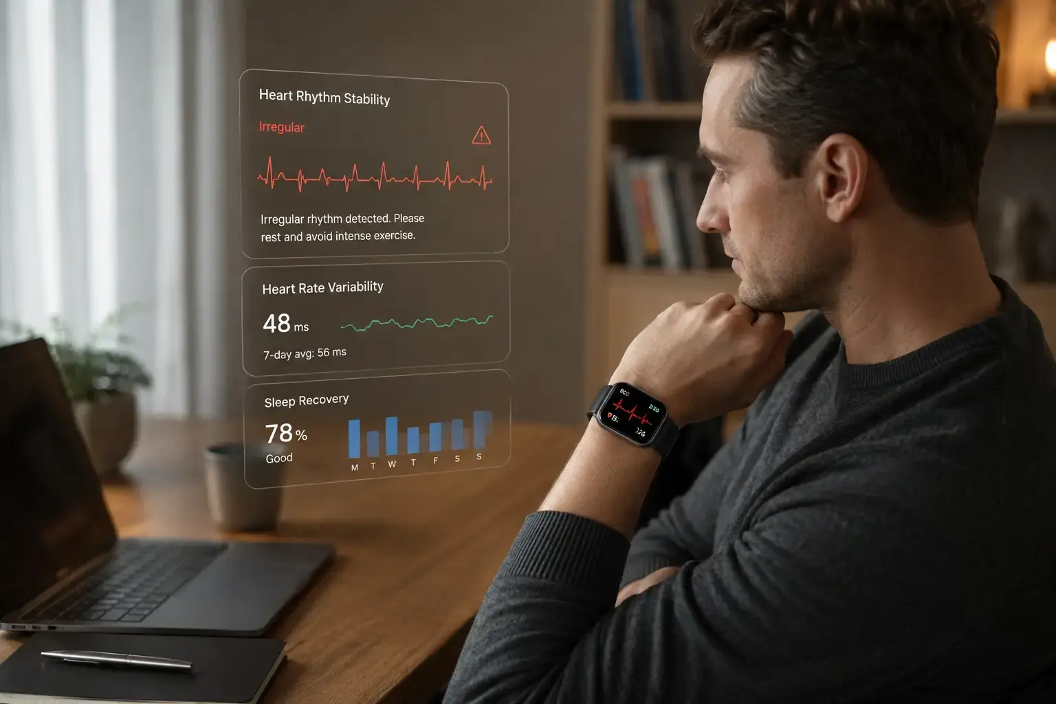 ecg sport watch health monitoring and heart rhythm tracking