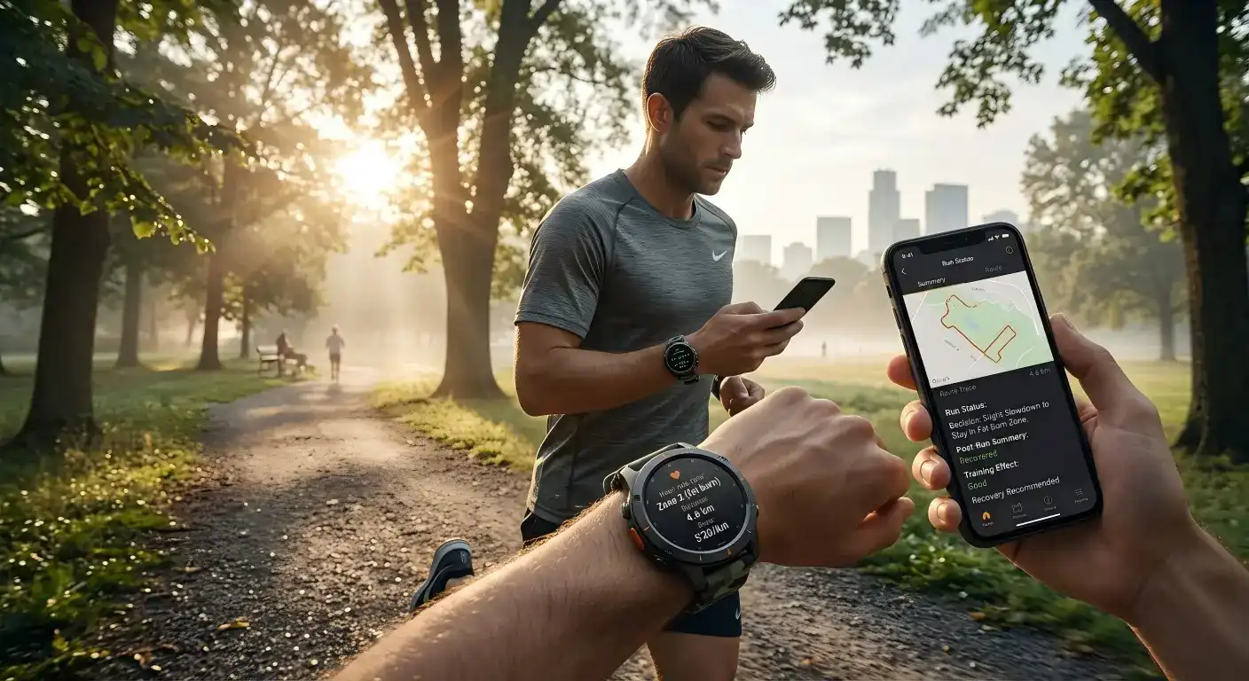 AI smartwatch guiding real-time running pace and recovery optimization