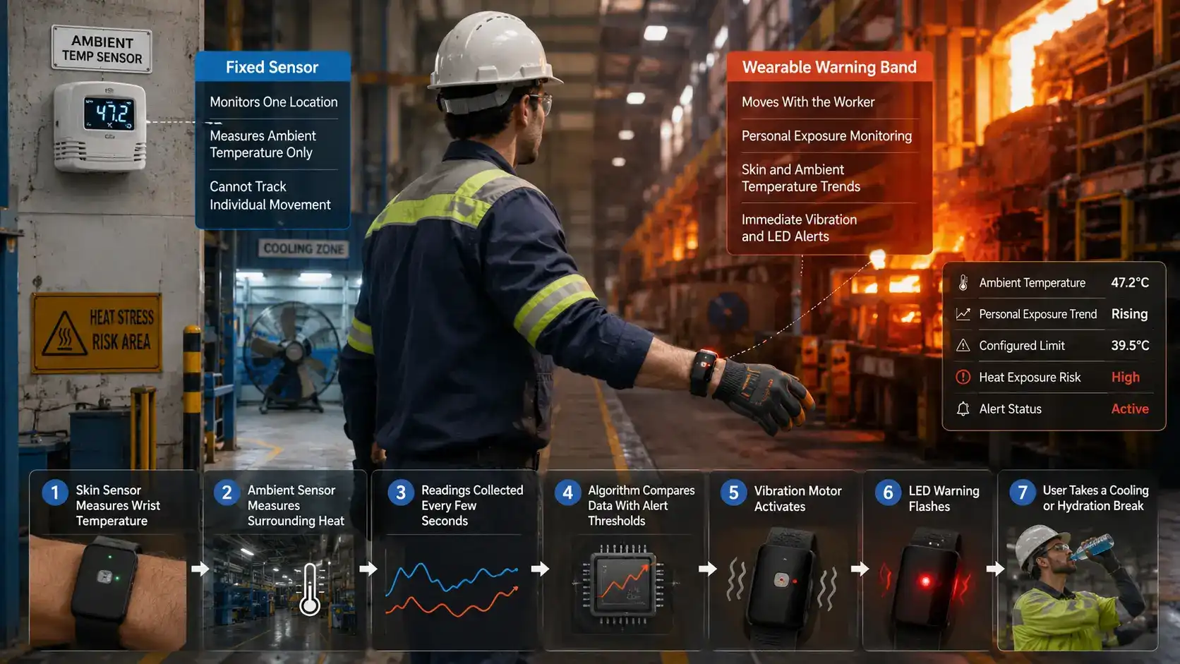 Wearable and fixed temperature monitoring comparison.