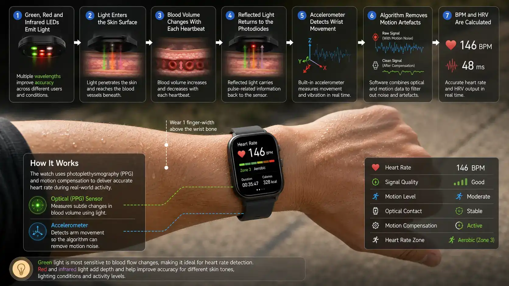 Hiker preparing GPS smartwatch before a hike.