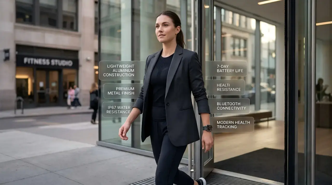 Lightweight aluminum smartwatch for all-day comfort.