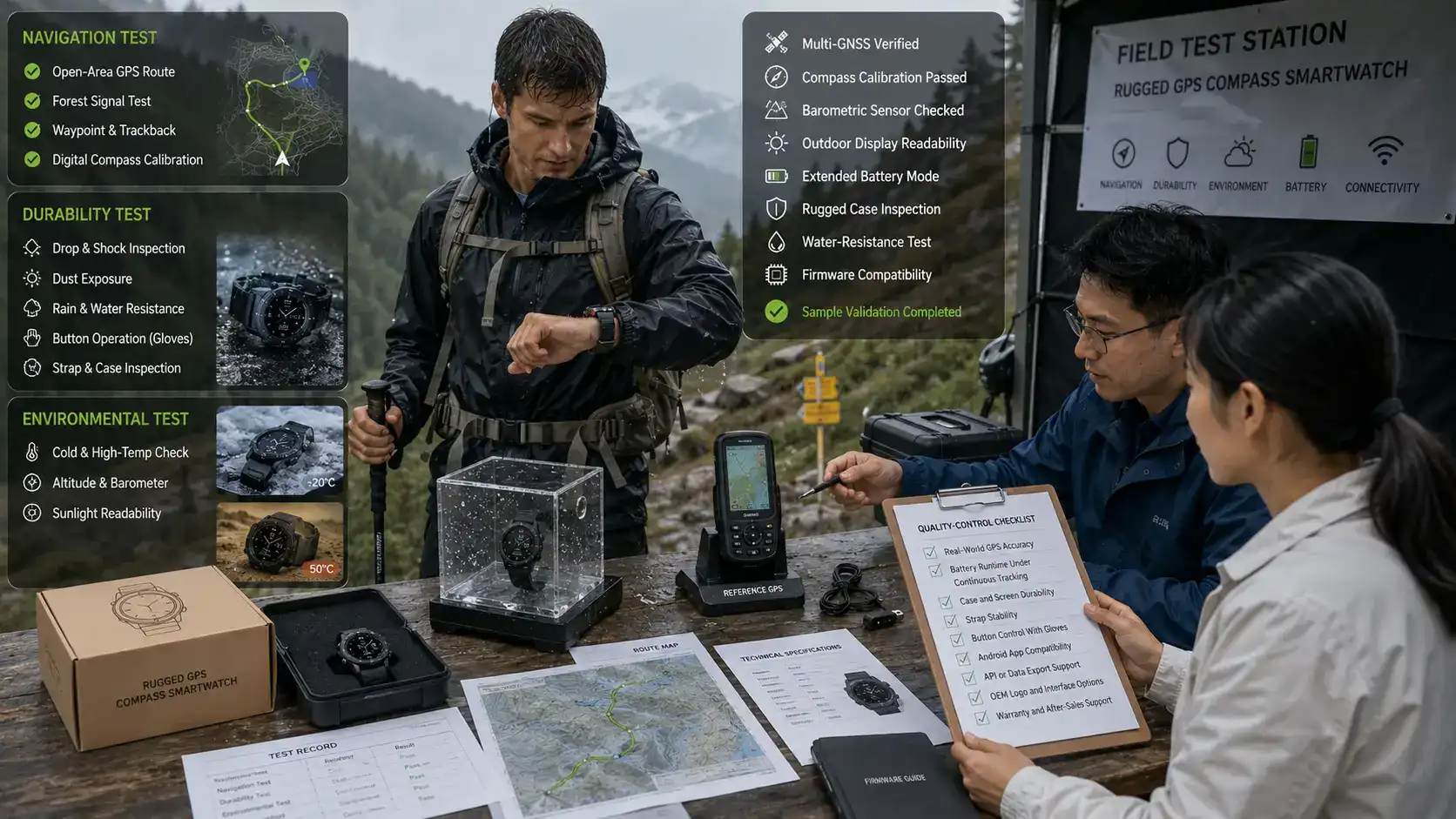 Rugged GPS smartwatch undergoing field validation. Rugged GPS smartwatch undergoing field validation.