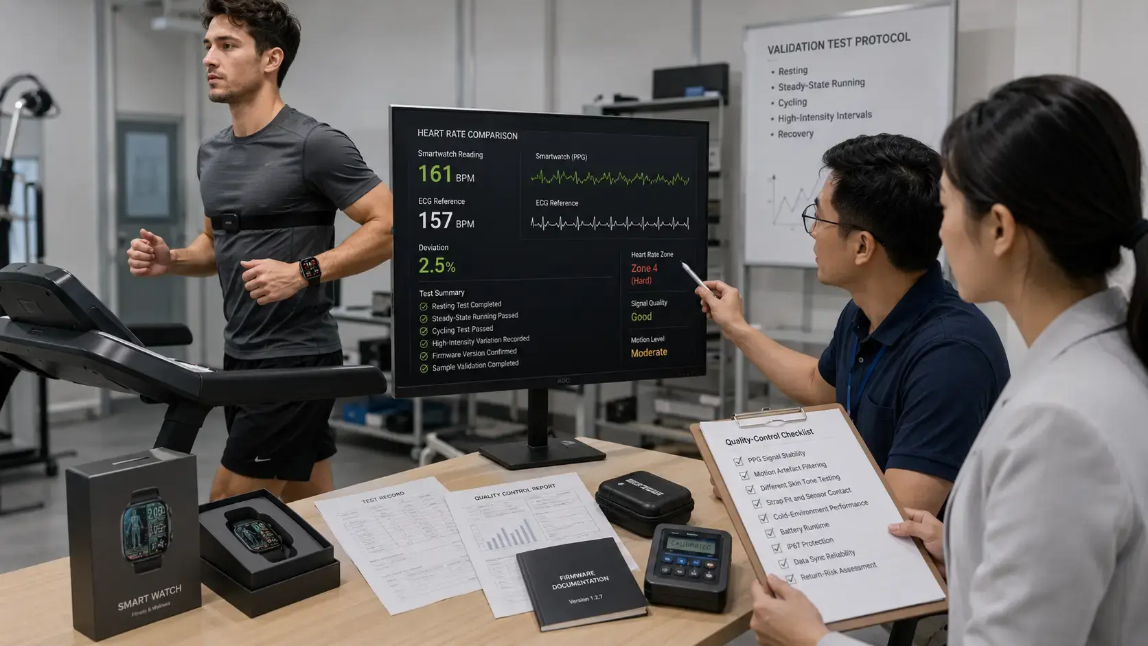 Smartwatch heart rate accuracy tested against ECG.