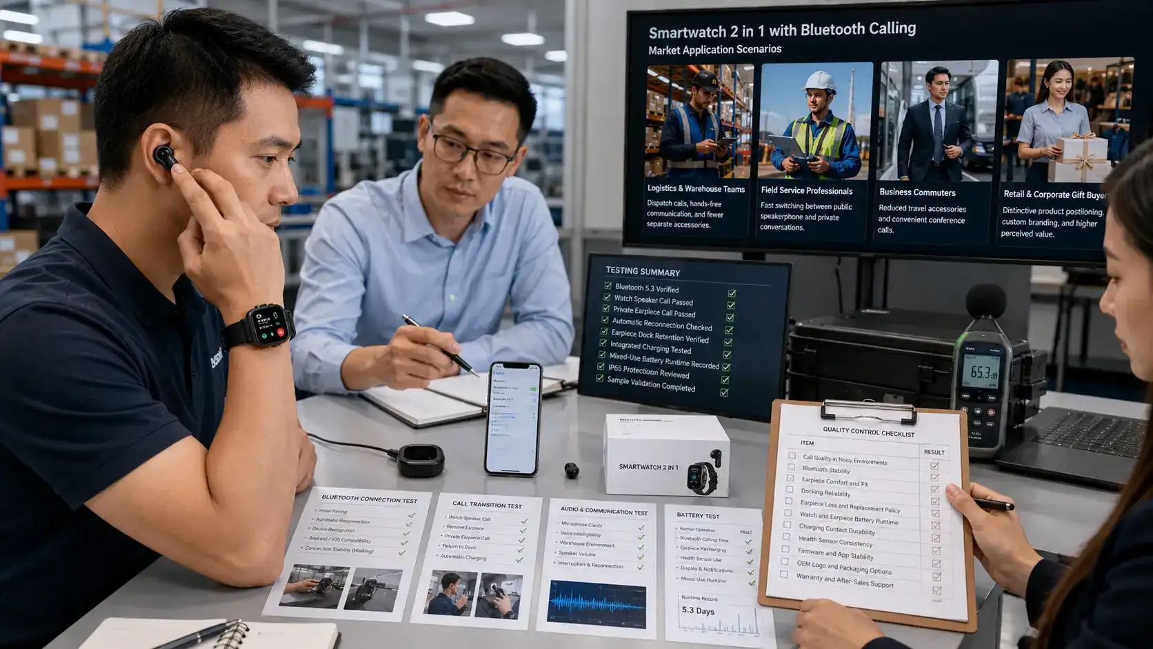 Two-in-one smartwatch Bluetooth call validation.