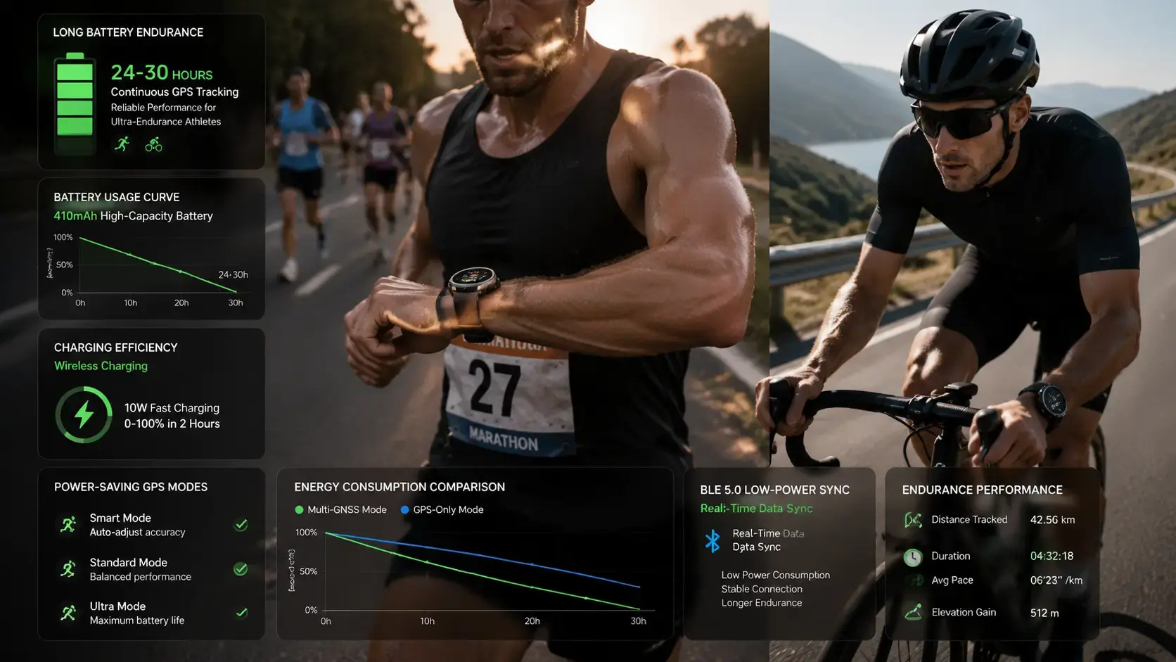 Endurance athletes using GPS smartwatch for long training sessions
