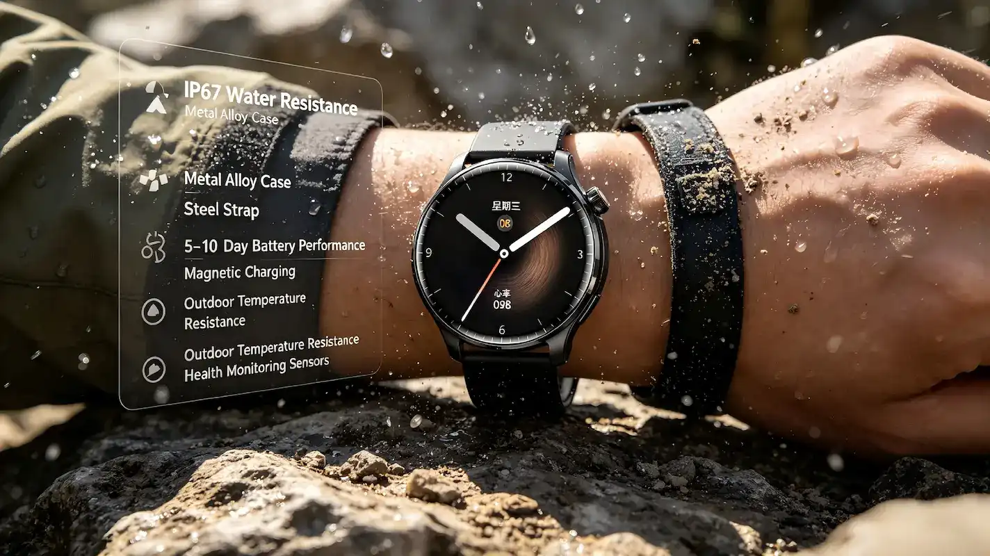 Outdoor smartwatch durability testing for harsh environments.