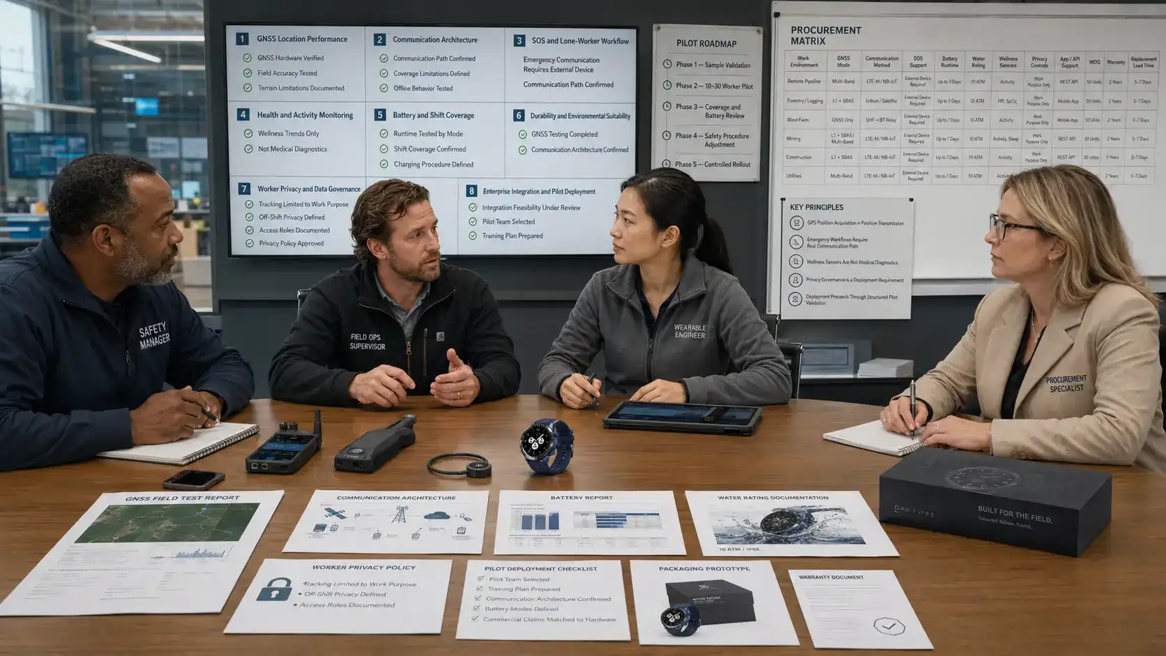 Company reviewing GPS smartwatch safety deployment. Company reviewing GPS smartwatch safety deployment.