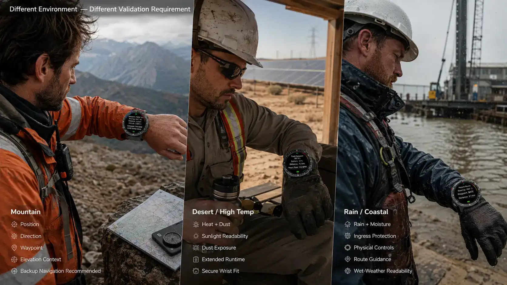 Rugged smartwatch used in mountain, desert and wet field operations. Rugged smartwatch used in mountain, desert and wet field operations.