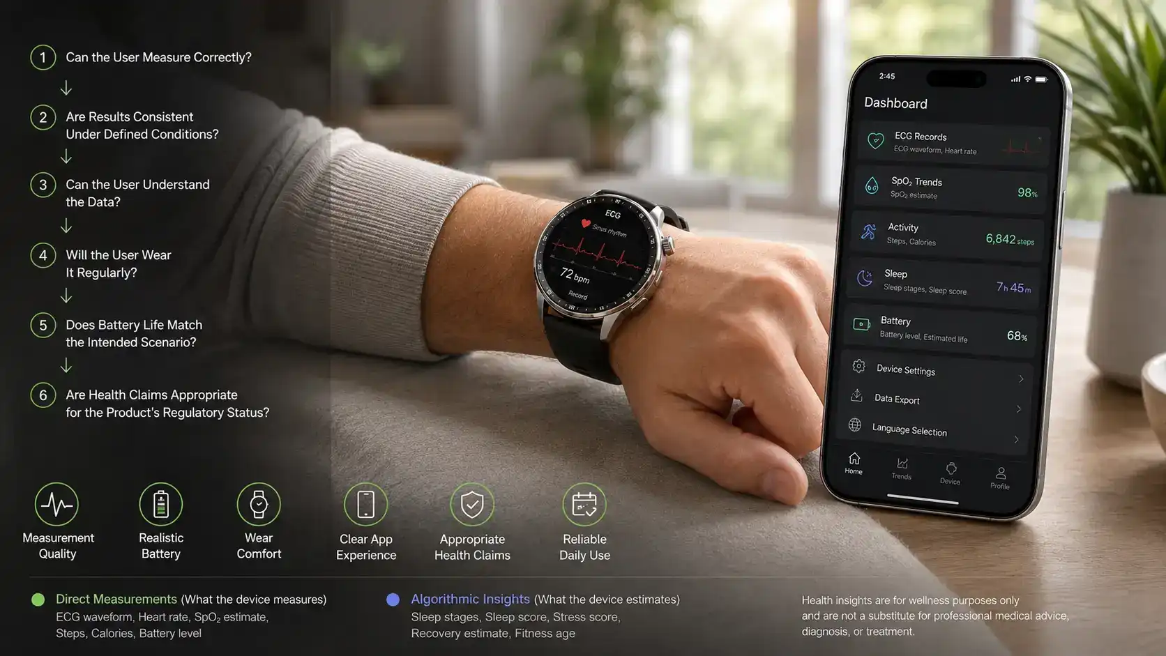 User-focused criteria for selecting an ECG SpO₂ smartwatch. User-focused criteria for selecting an ECG SpO₂ smartwatch.
