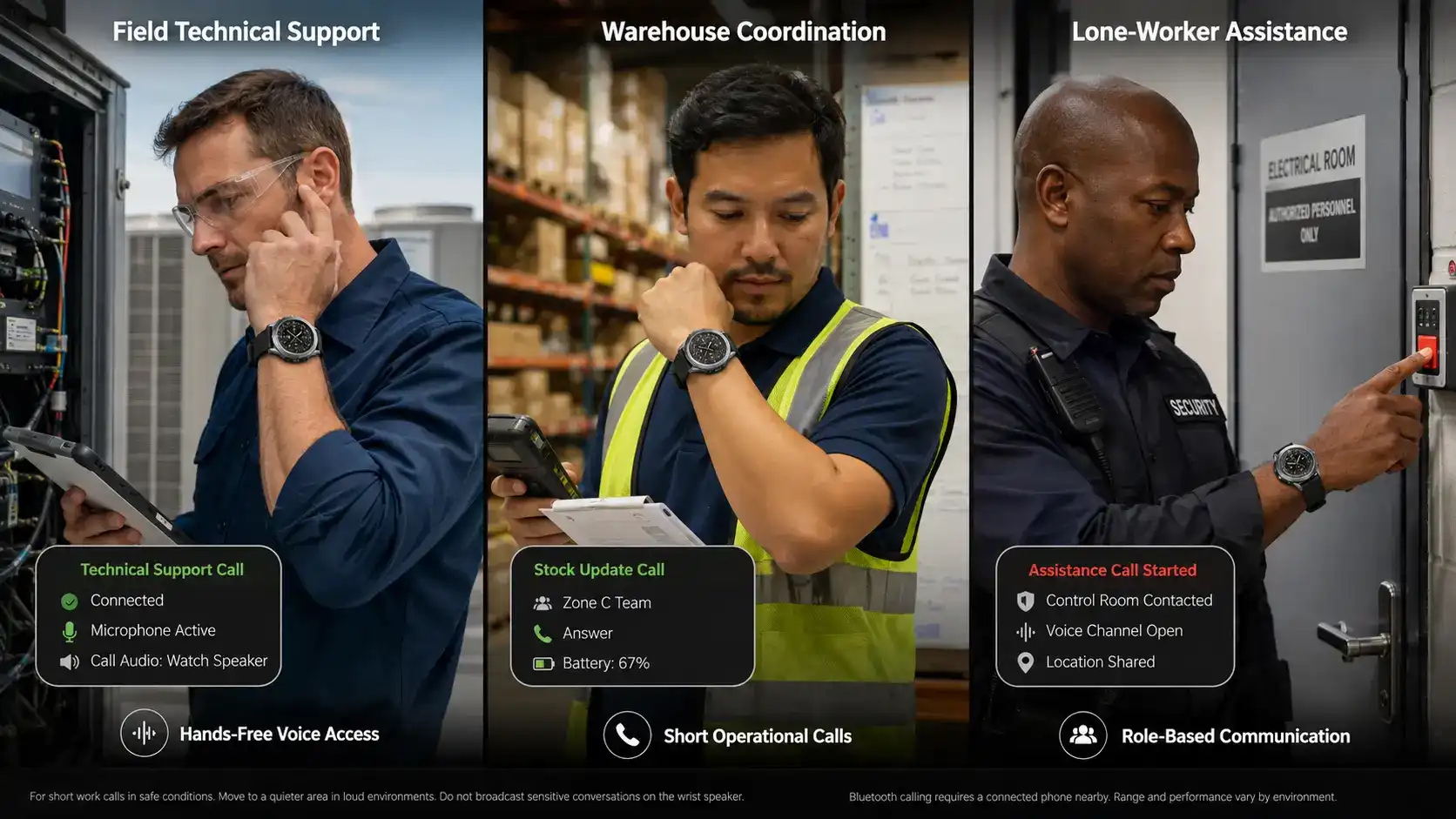 Voice call watch used by mobile workers. Voice call watch used by mobile workers.