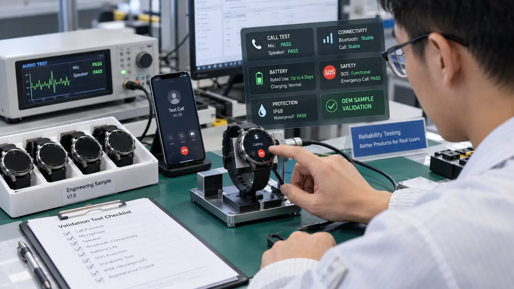 OEM voice call watch sample testing